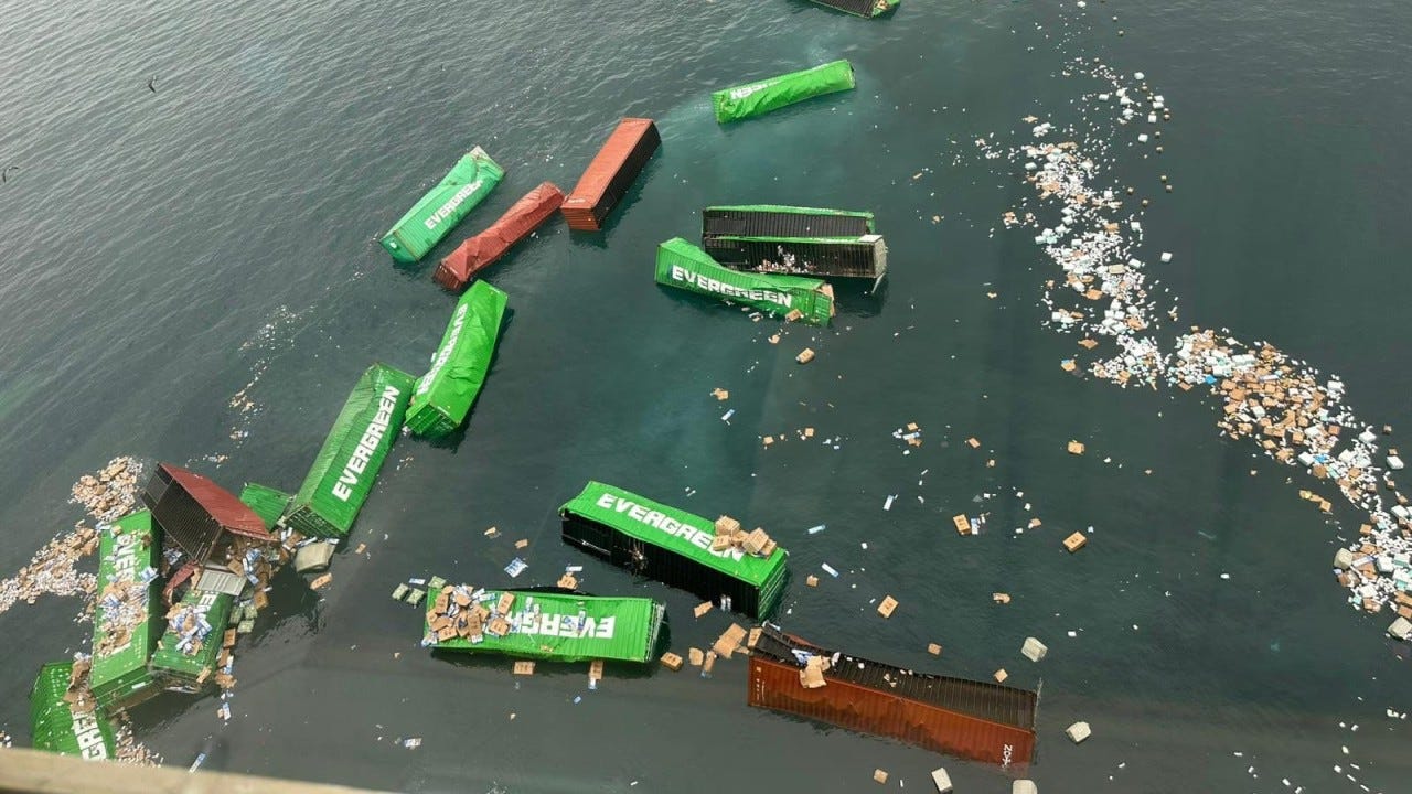 Evergreen Container Ship Sheds 50 Boxes in Overboard Incident